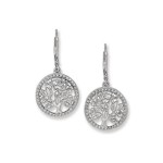 Sterling Silver Circle Tree of Life CZ Leverbacks